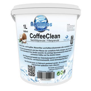 Aquintos CoffeeClean Nachfüllgranulat Filtergranulat für Wasserfilter Kaffeevollautomaten Tischwasserfilter Filterpatronen Aquintos-Water-Technologie 10 Jahre AQTE1000 der lang bewährte Standard unter den Granulaten AQTE1000