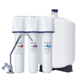 AQUAPHOR PRO50-HFM Umkehrosmoseanlage Trinkwasser-Umkehrosmose-System mit Keimsperre und Remineralisierung PRO-HFM Kartusche für Trinkwasser 7,8l/h - 190 Liter am Tag
